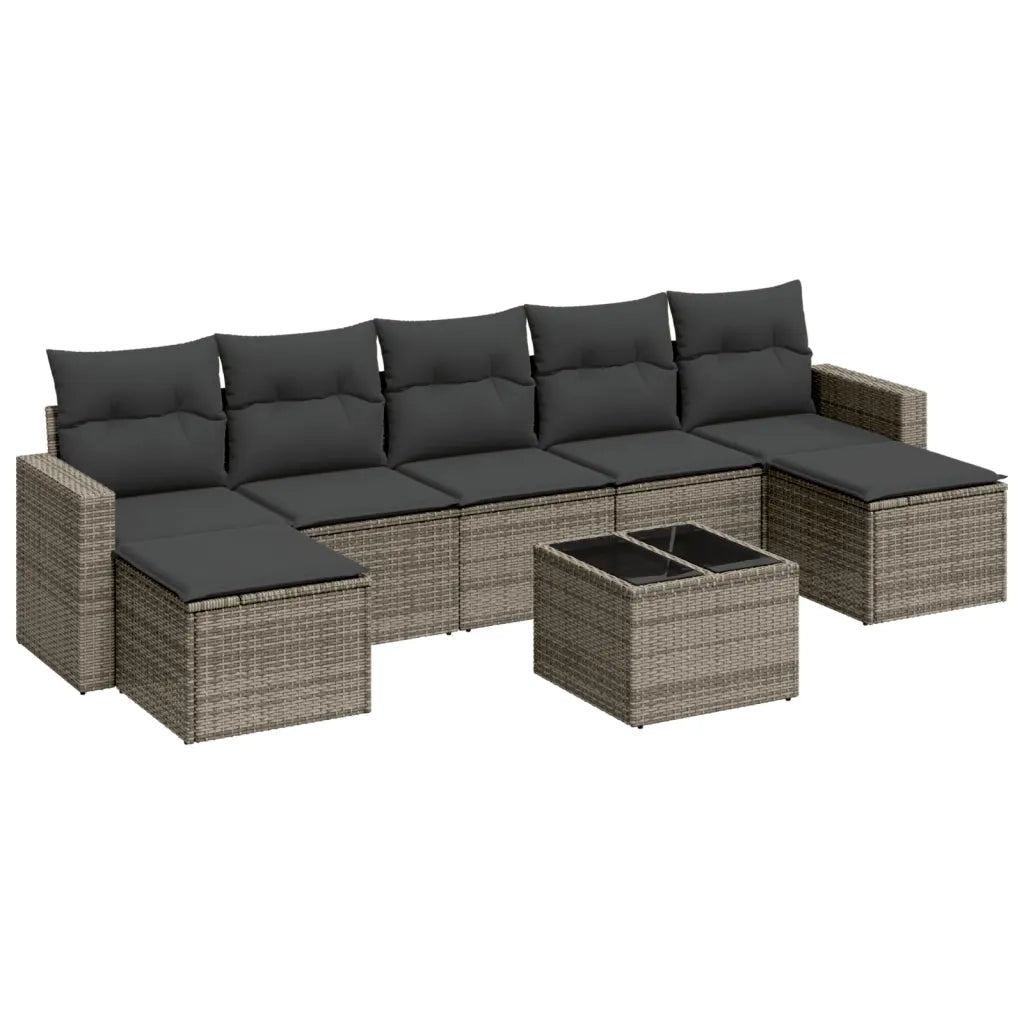 Set Divano da Giardino 8 pz con Cuscini Grigio in Polyrattan 3219340