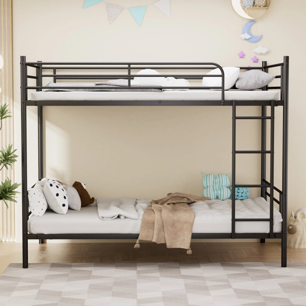 Letto castello 90x190 scala metallo ringhiera alta ferro nero