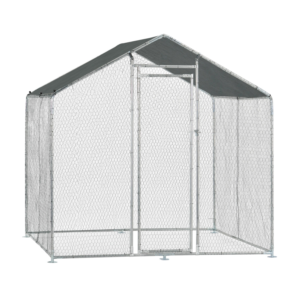 Gabbia per Pollame Wels con Tettuccio Parasole e Recinzione Rete Metallica 2x2x2 m pro.tec