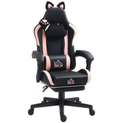 Sedia Gaming Reclinabile con Poggiapiedi ¨C Xylo ¨C Finta Pelle Rosa e Nero 65x62x116-124 cm