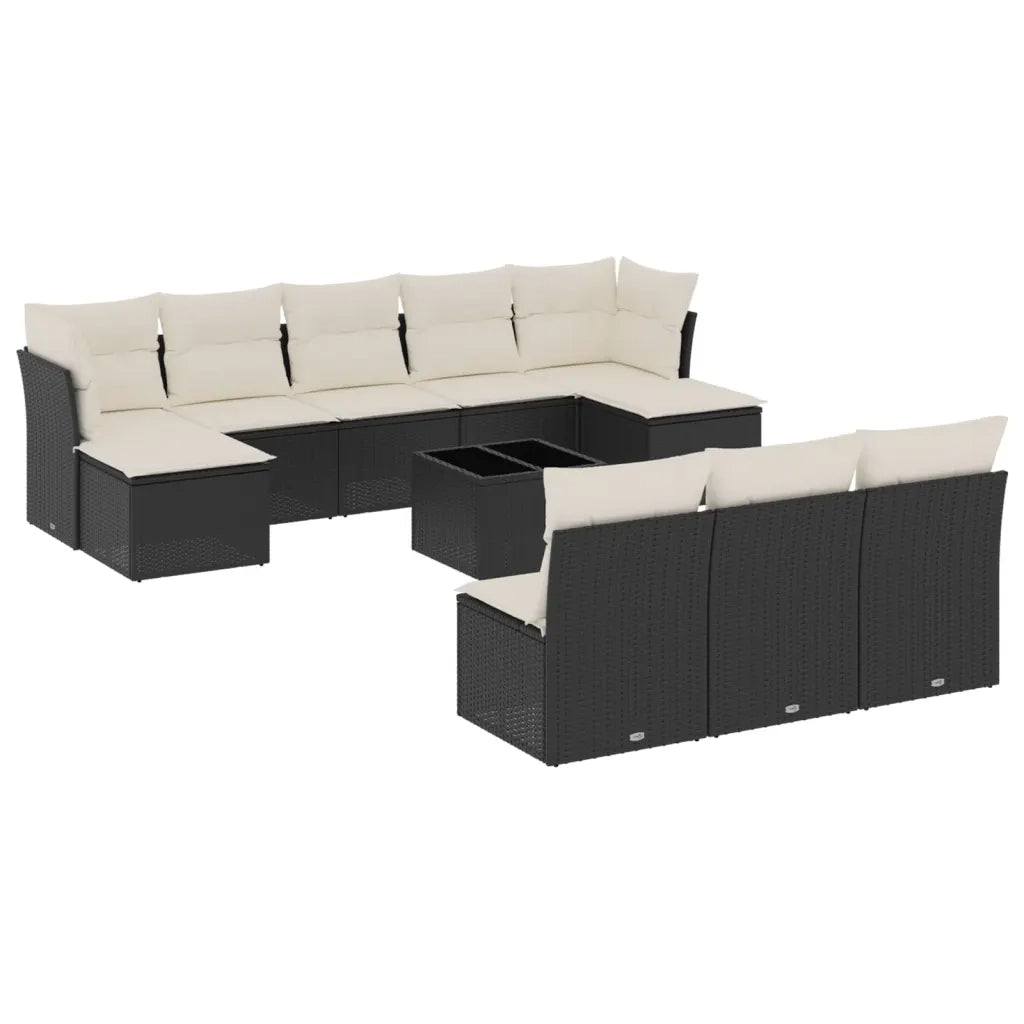 Set Divani da Giardino 11 pz con Cuscini in Polyrattan Nero 3250135