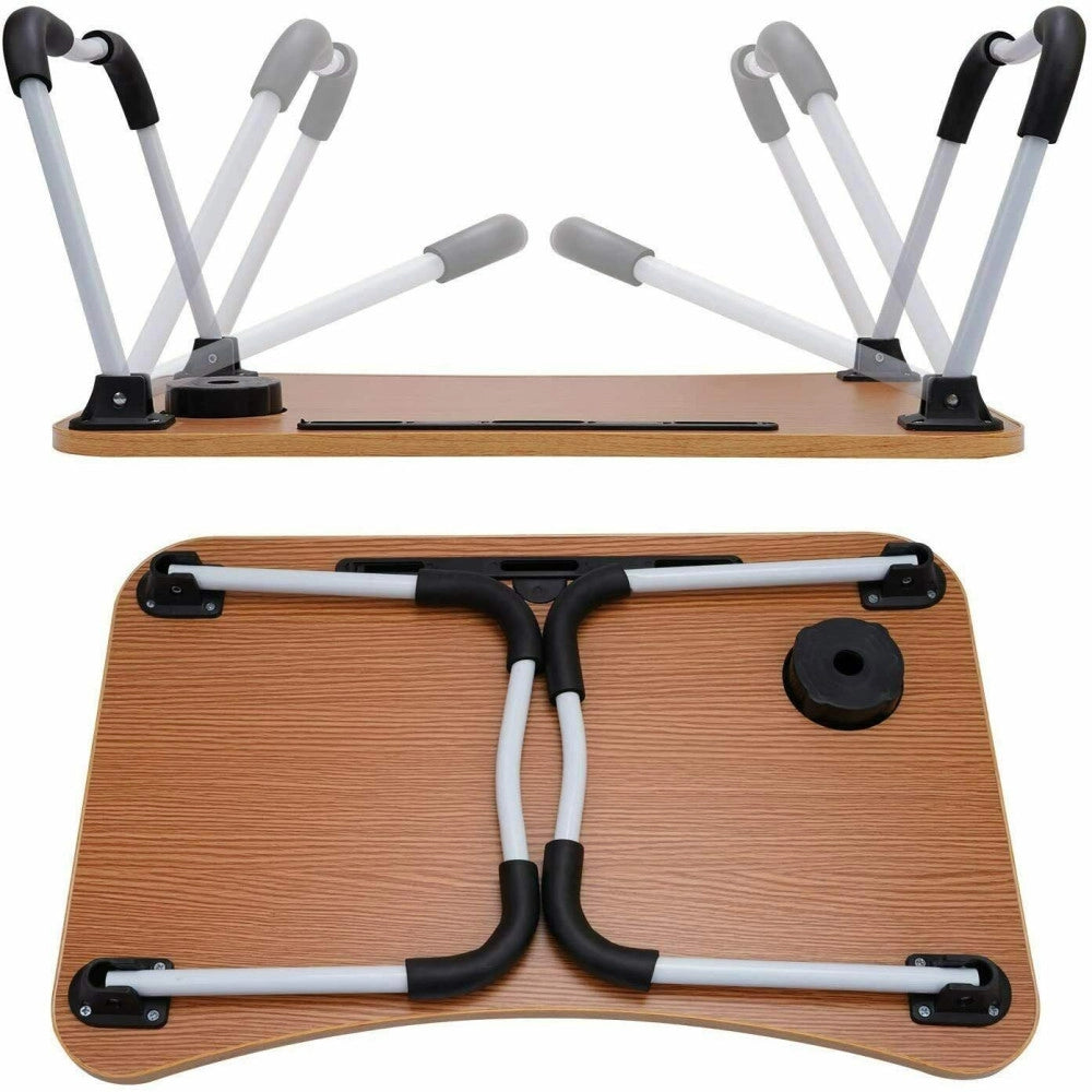 Trade Shop - Tavolino Pieghevole Vassoio Scrivania 60x40x28 Cm Tavolo Per Computer Portatile -