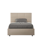 BS COM Letto una piazza e mezza con rete imbottito 130x190 similpelle tortora