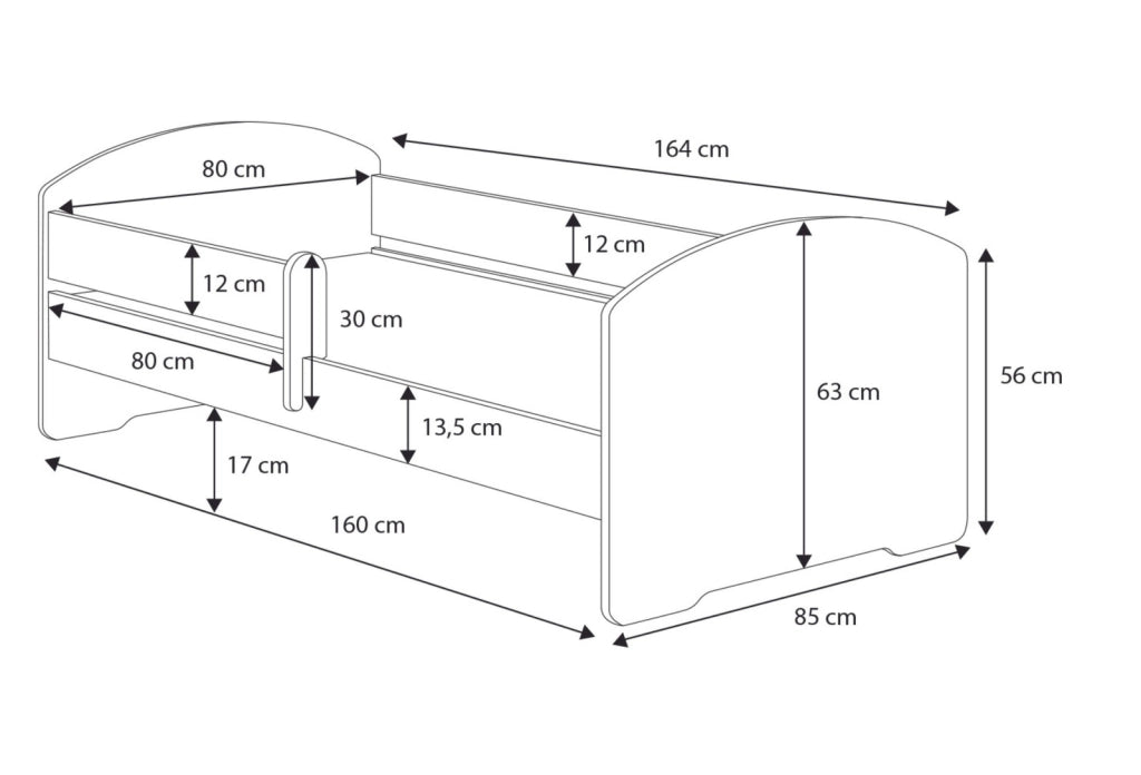 Letto singolo Max 160x80 con cassetto e materasso
