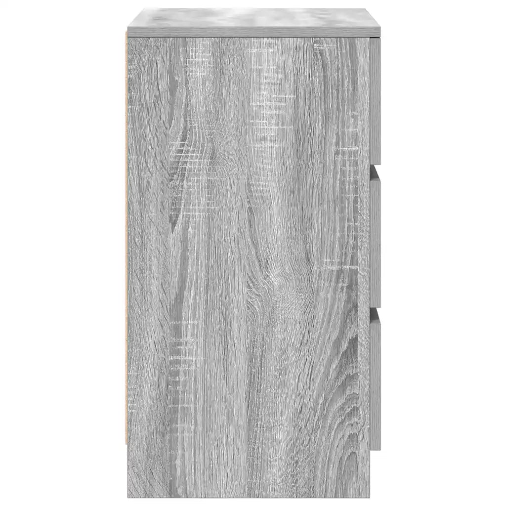 Comodino con 3 Cassetti Grigio Sonoma 39x35x65 cm 861347