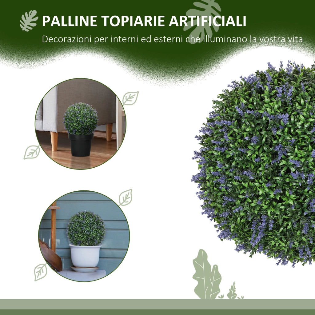 Piante Artificiali Sfera Lavanda Set 2 Pezzi ¨C Xylo ¨C Verde Viola ?42cm Giardino Esterno