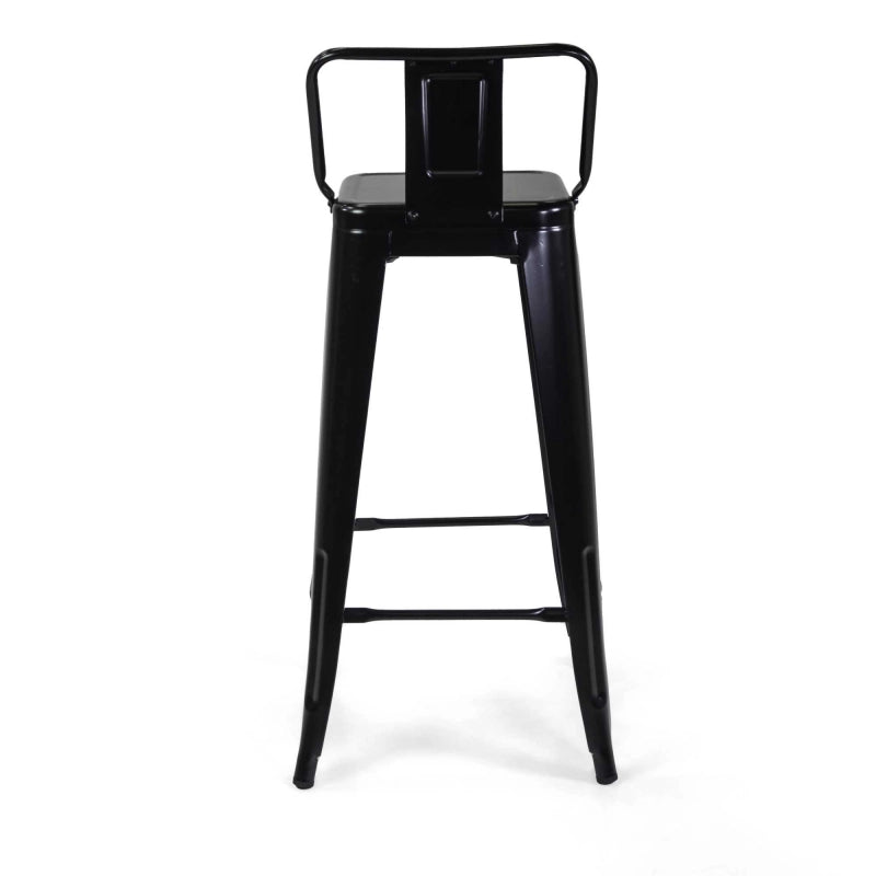 Sgabello ferro new bristol nero con schienale cm 42x42h77/95,5