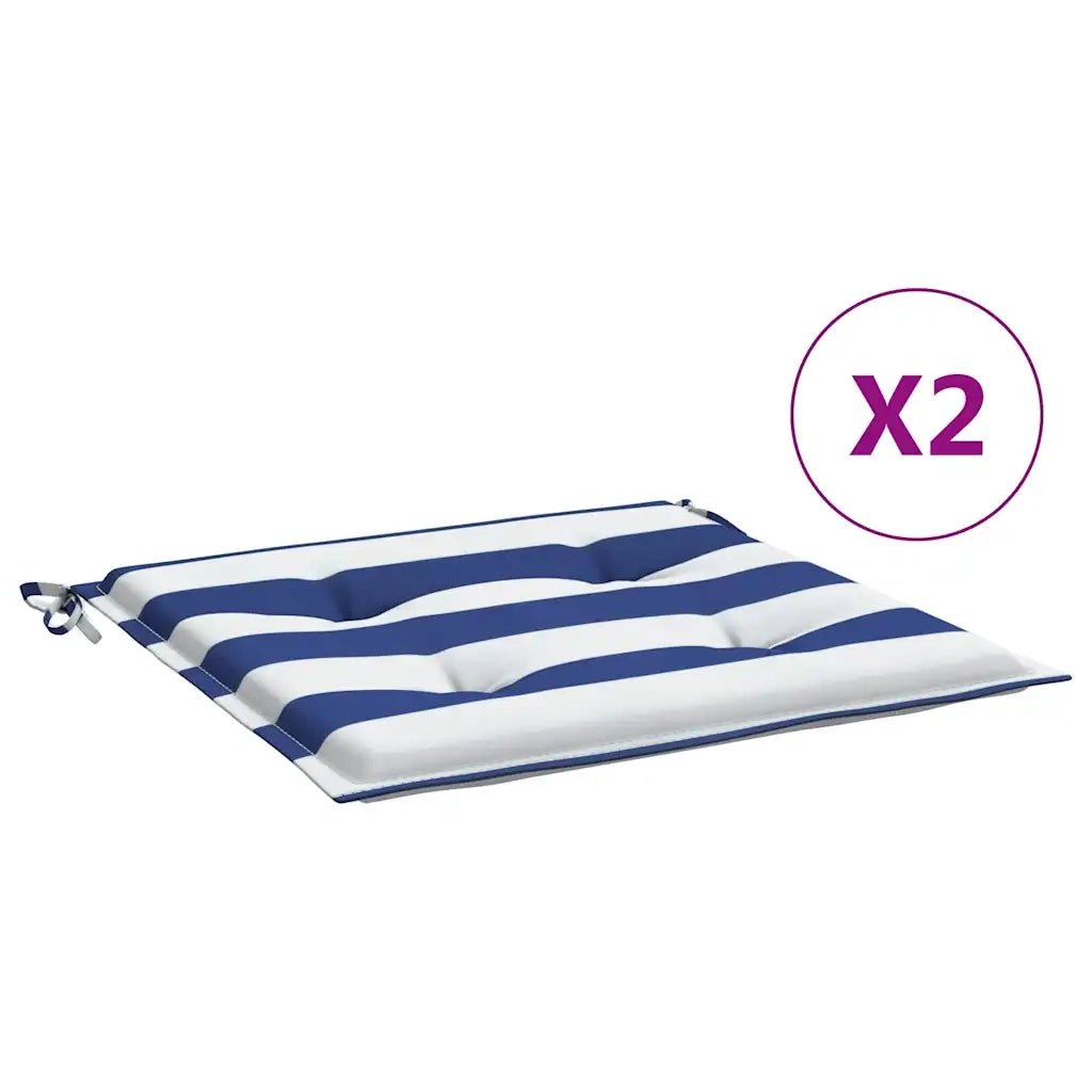 Cuscini per Sedia 2pz Strisce Bianche e Blu 50x50x3 cm Tessuto 361077