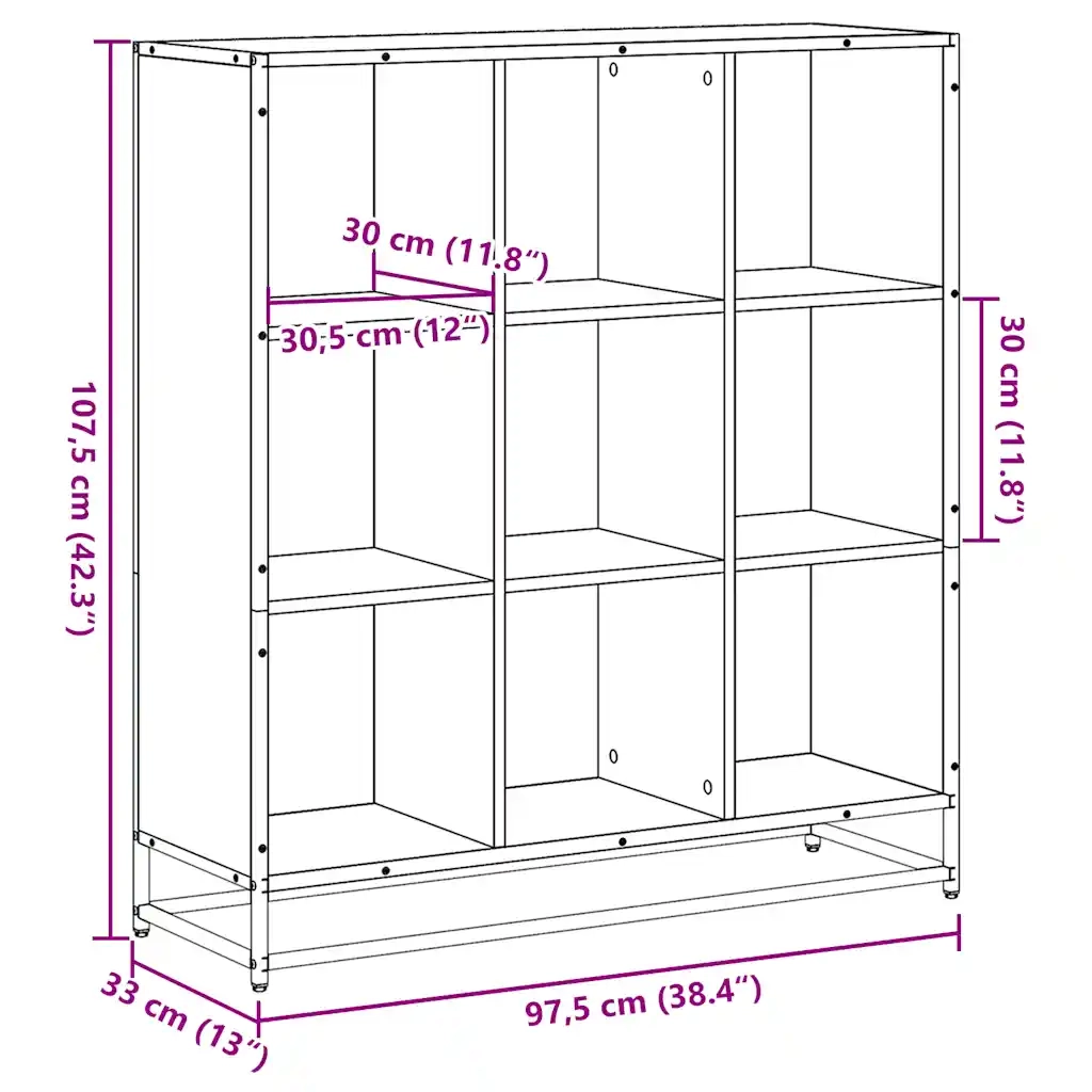 Libreria Nera 97,5x33x107,5 cm in Truciolato e Metallo 3300860