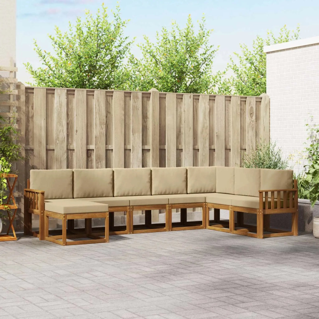 Set di divani da esterno con cuscino 8 pcs Naturale e Beige 3366811