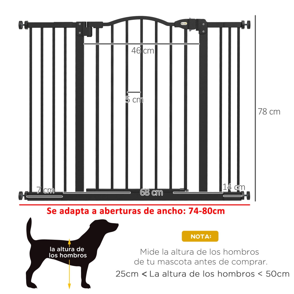 Barriera per Cani Regolabile 74-100 cm con 2 Estensioni ¨C Minimal ¨C Nero