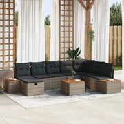 Set Divano da Giardino con cuscino 9 pcs Grigio Poly Rattan 3360993