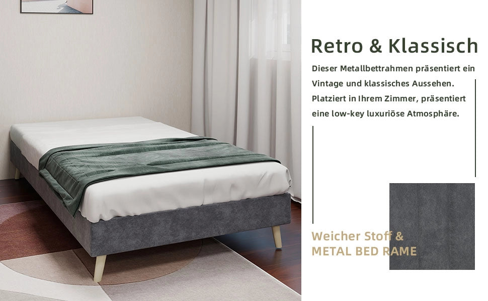 Letto imbottito - Xylo - 90x200 cm - Grigio velluto