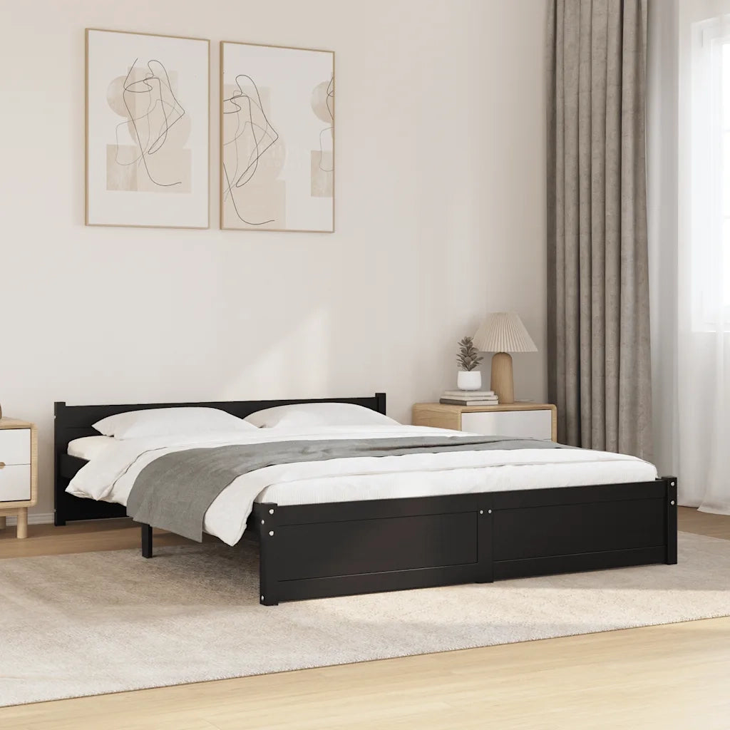 Giroletto Nero in Legno Massello 140x190 cm