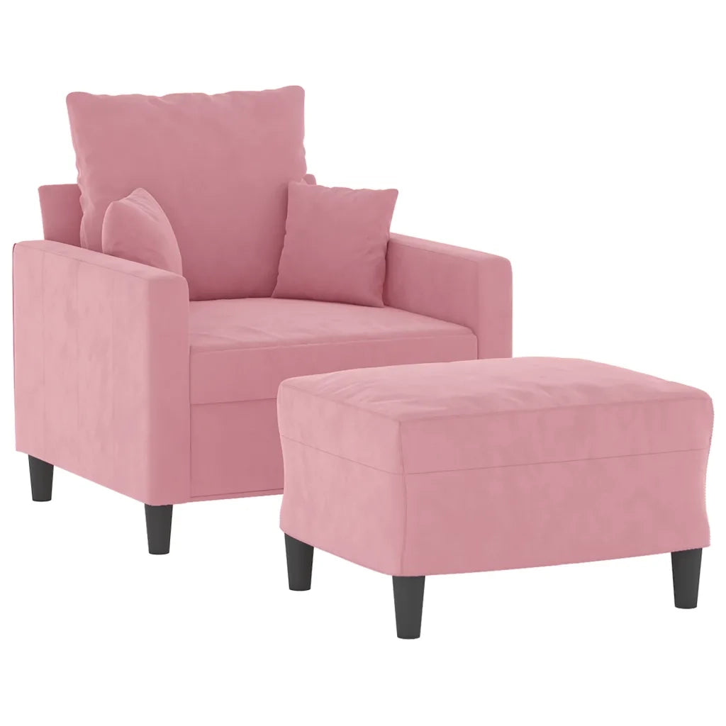 Poltrona | Sedia Relax con Poggiapiedi Rosa 60 cm Velluto