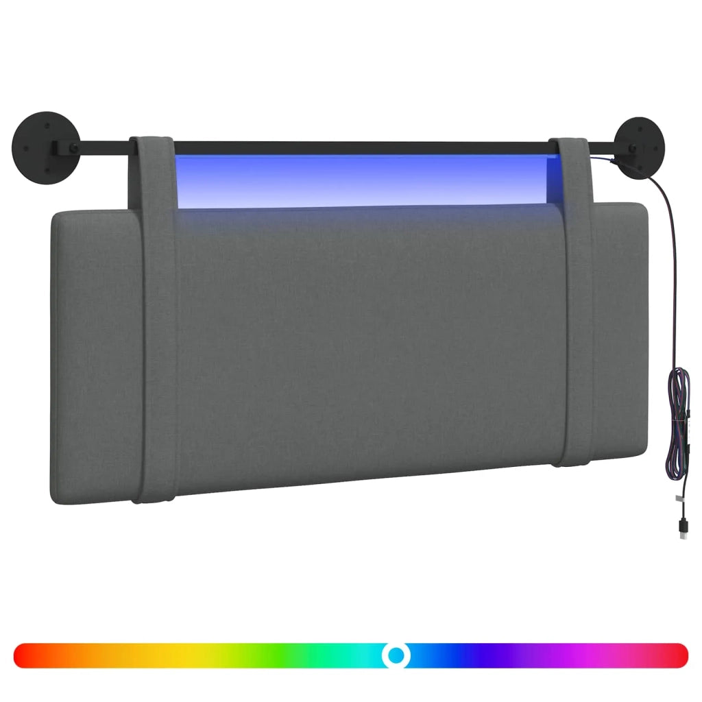 Testiera | Testata sospesa Con luce LED Grigio Scuro Tessuto