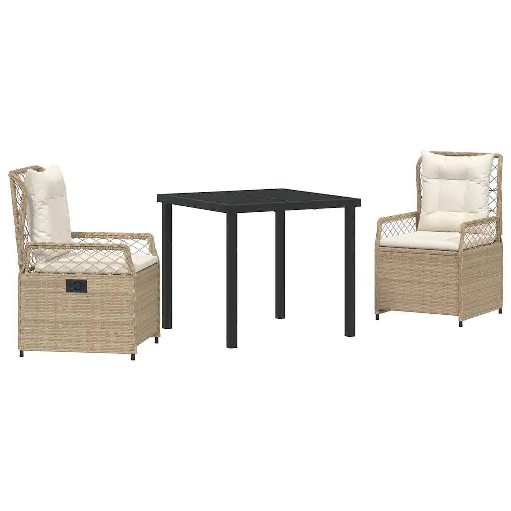 Set da Pranzo per Giardino 3 pcs Beige e Bianco Crema
