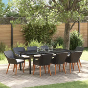 Set da Pranzo per Giardino con cuscino 9 pcs Nero polyrattan 3261676