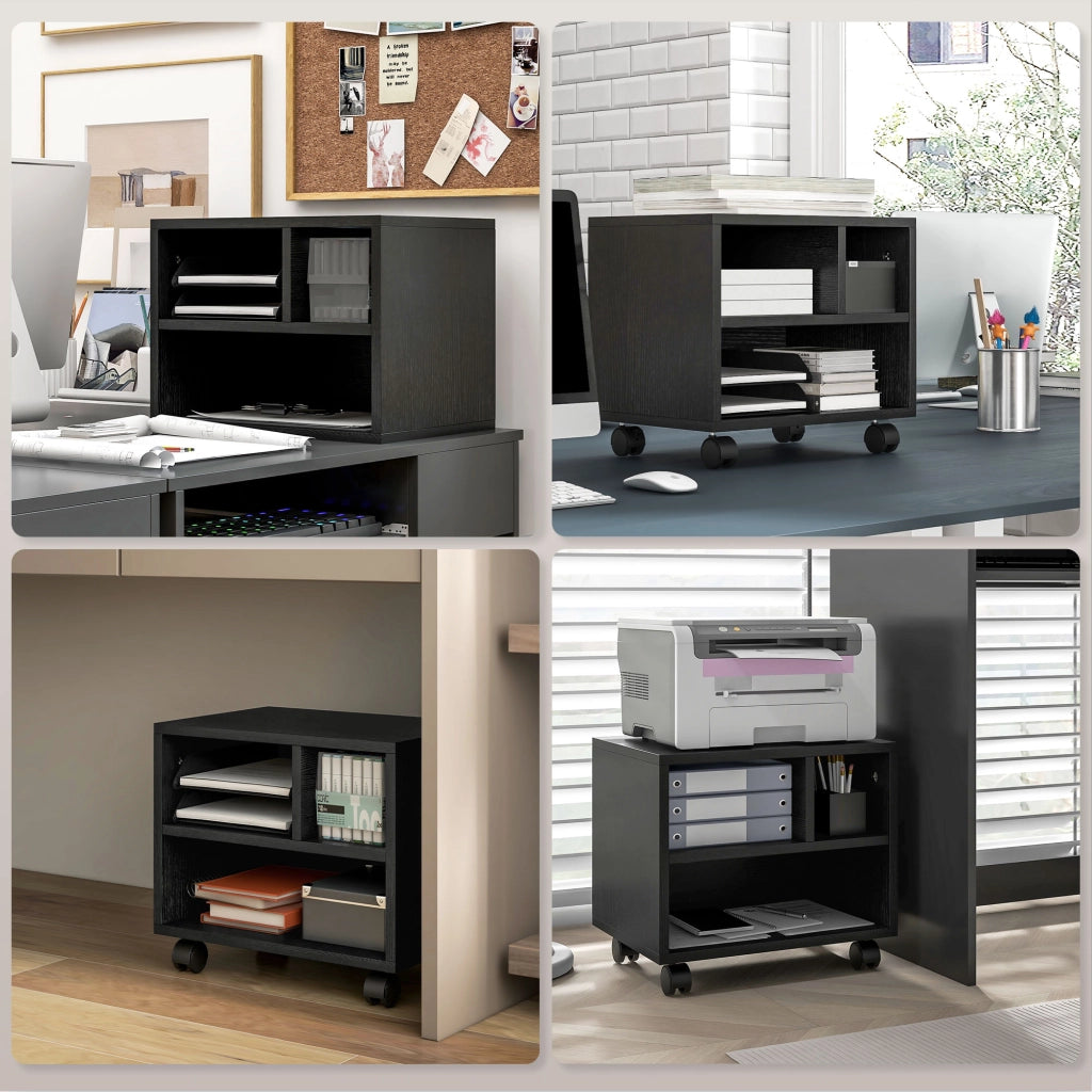 Scrivania con Cassetti e Ruote ¨C Zephmum ¨C 40x30x36cm Nero
