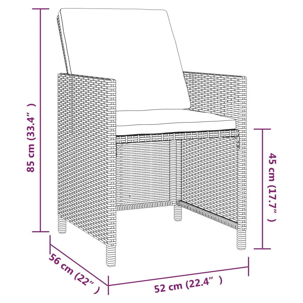 Set Pranzo da Giardino 9 pz con Cuscini in Polyrattan Grigio 3095511