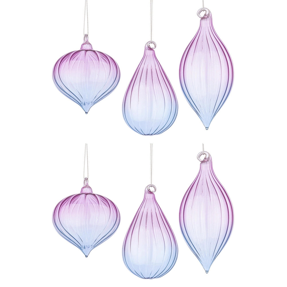 Pendagli di Natale in Vetro Viola e Blu Design Moderno Slab