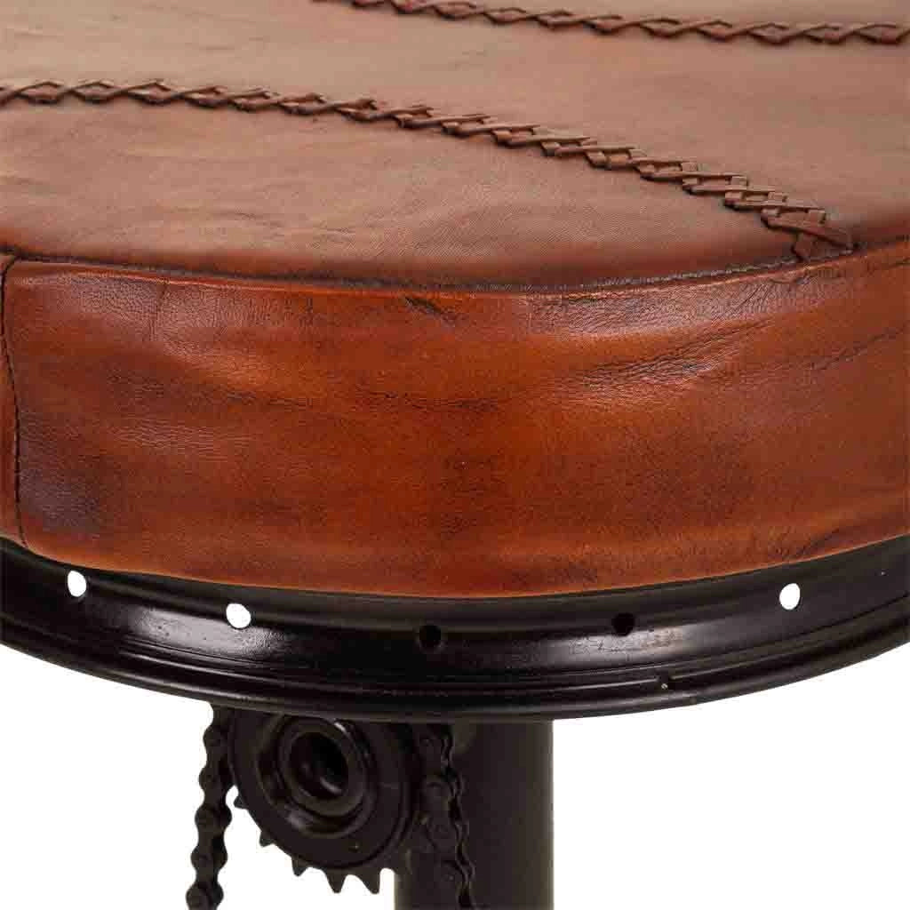 Sgabello in metallo e pelle nero 41x41x80