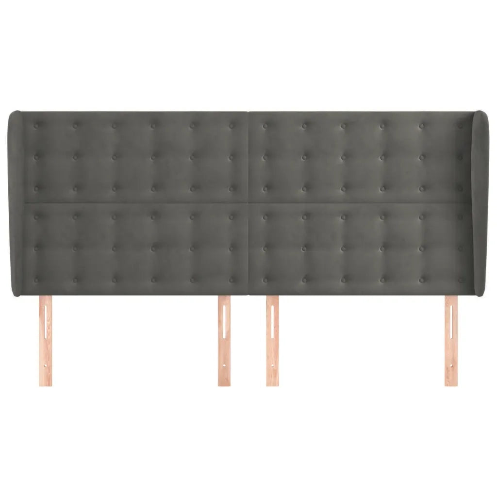 Testiera ad Orecchio-Testata con Orecchie GrigioScuro 183x23x118/128cm in Velluto 792885