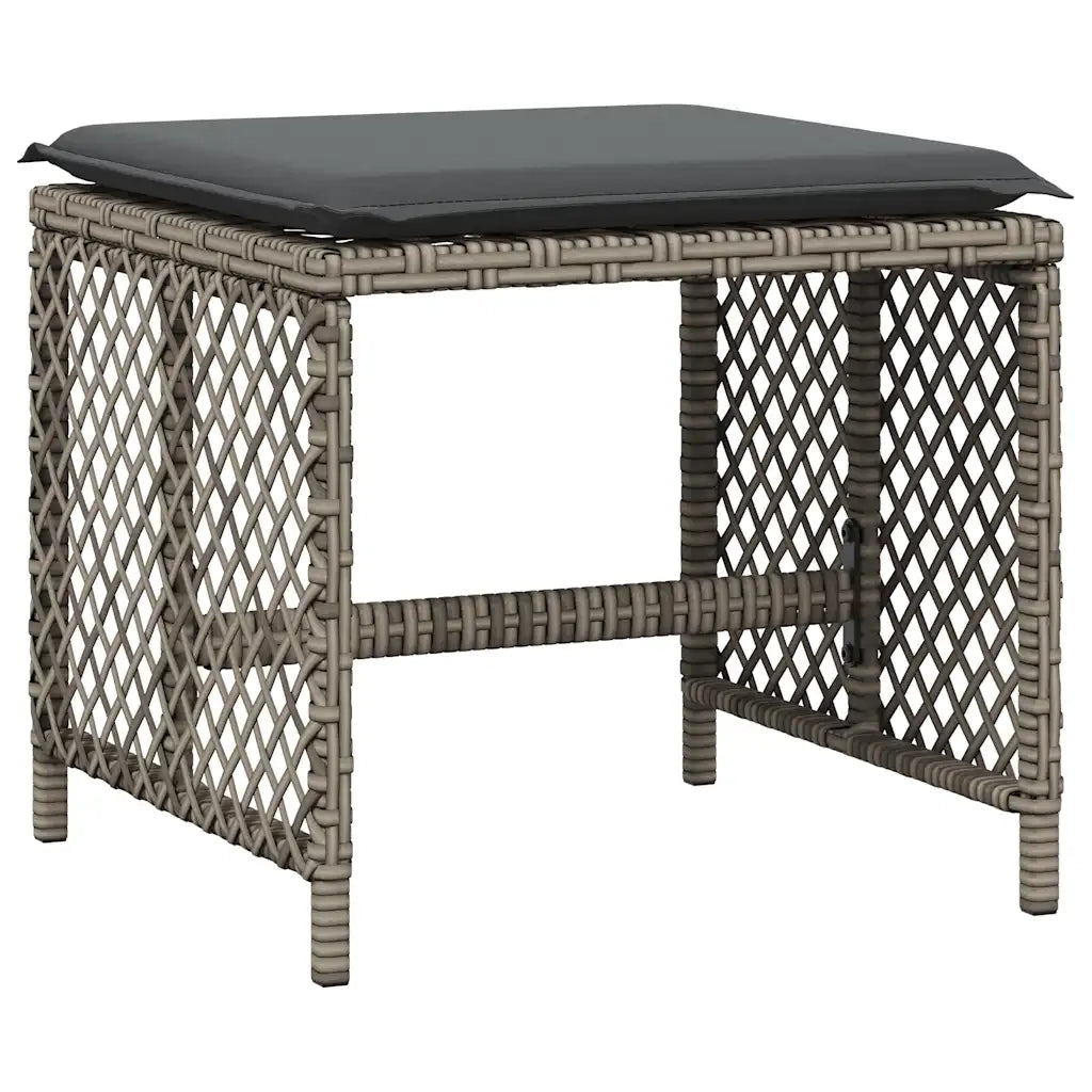 Set da Pranzo da Giardino 9 pz con Cuscini in Polyrattan Grigio