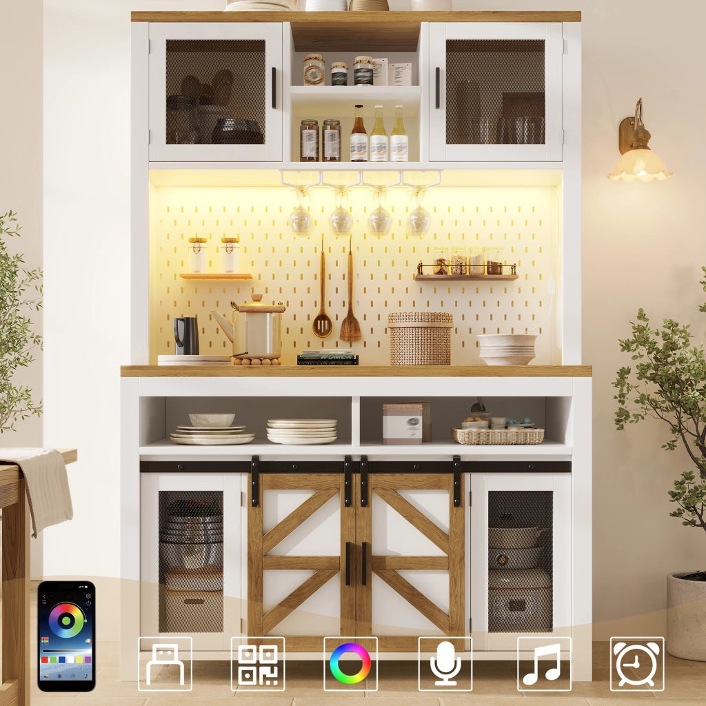 Mobile Multiuso con LED e USB ¨C MINIMAL ¨C Bianco, Ripiani, Grande Stoccaggio