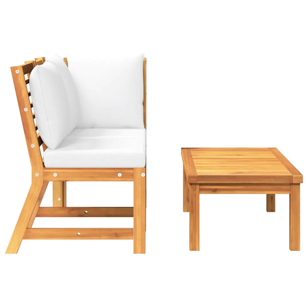 Set Divani da Giardino 3 pz con Cuscini Crema in Legno Acacia 311834