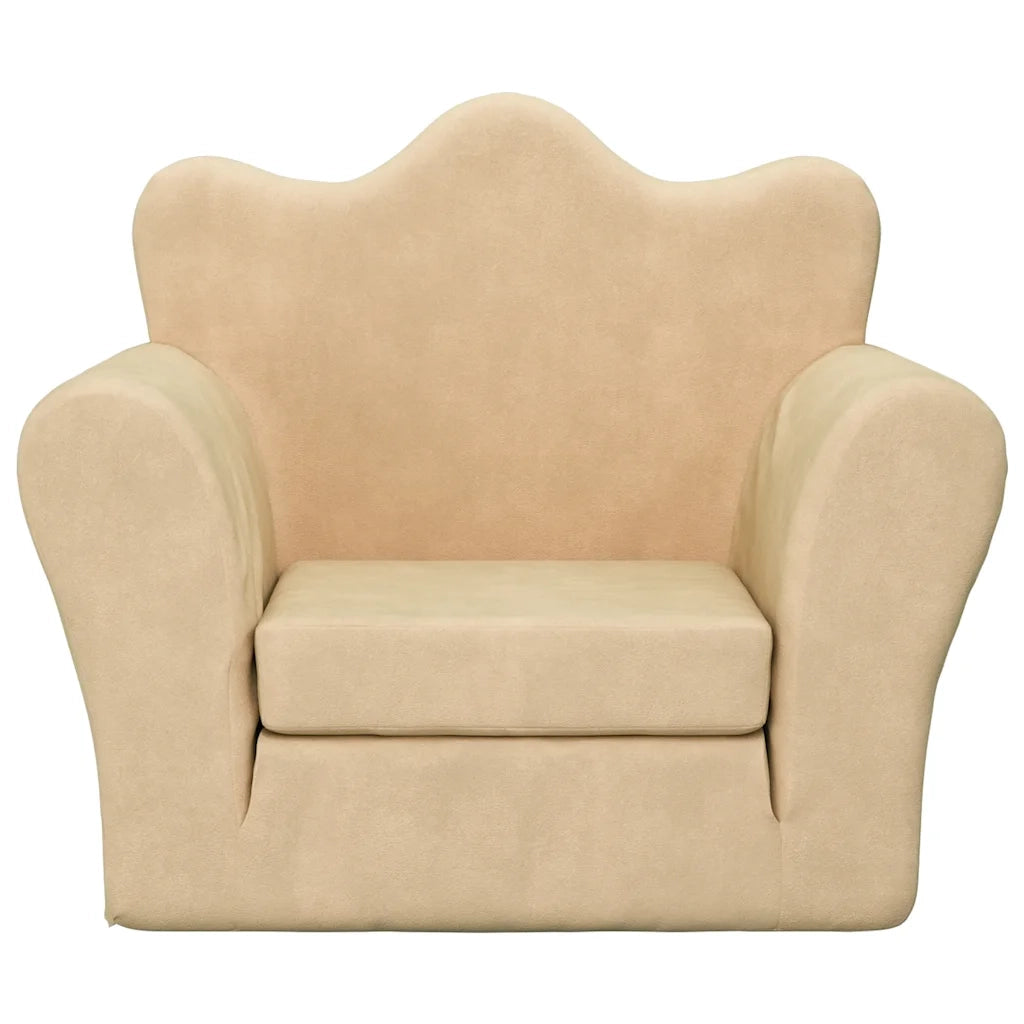 Divano Letto per Bambini Crema in Morbido Peluche 357055