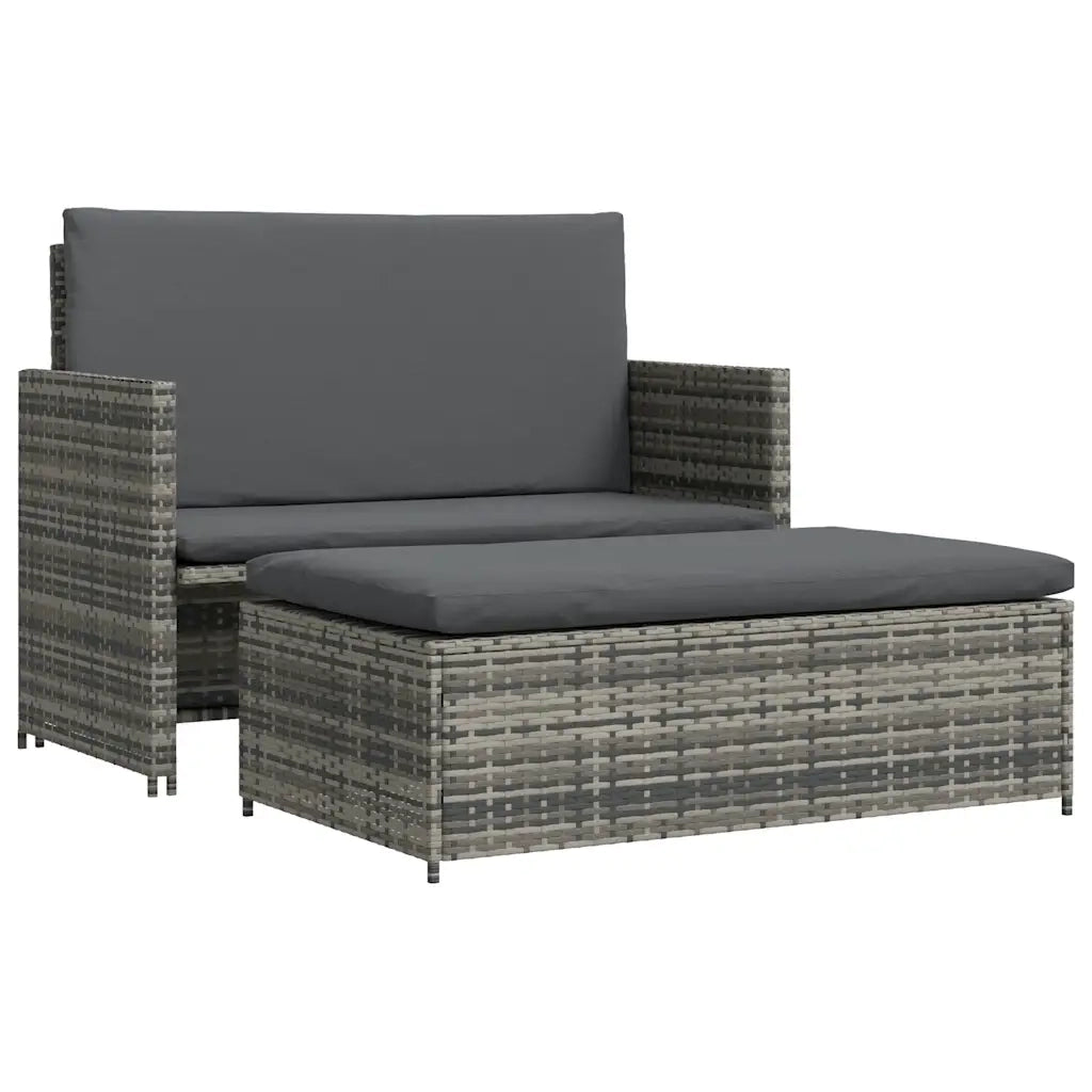 Set Divani da Giardino 2 pz con Cuscini in Polyrattan Grigio 44483