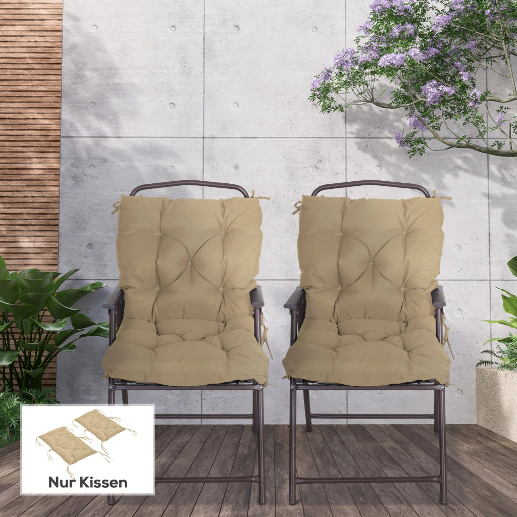 Set 2 Cuscini per Sedia ¨C Xylo ¨C Tessuto Khaki 98x50 cm con Lacci