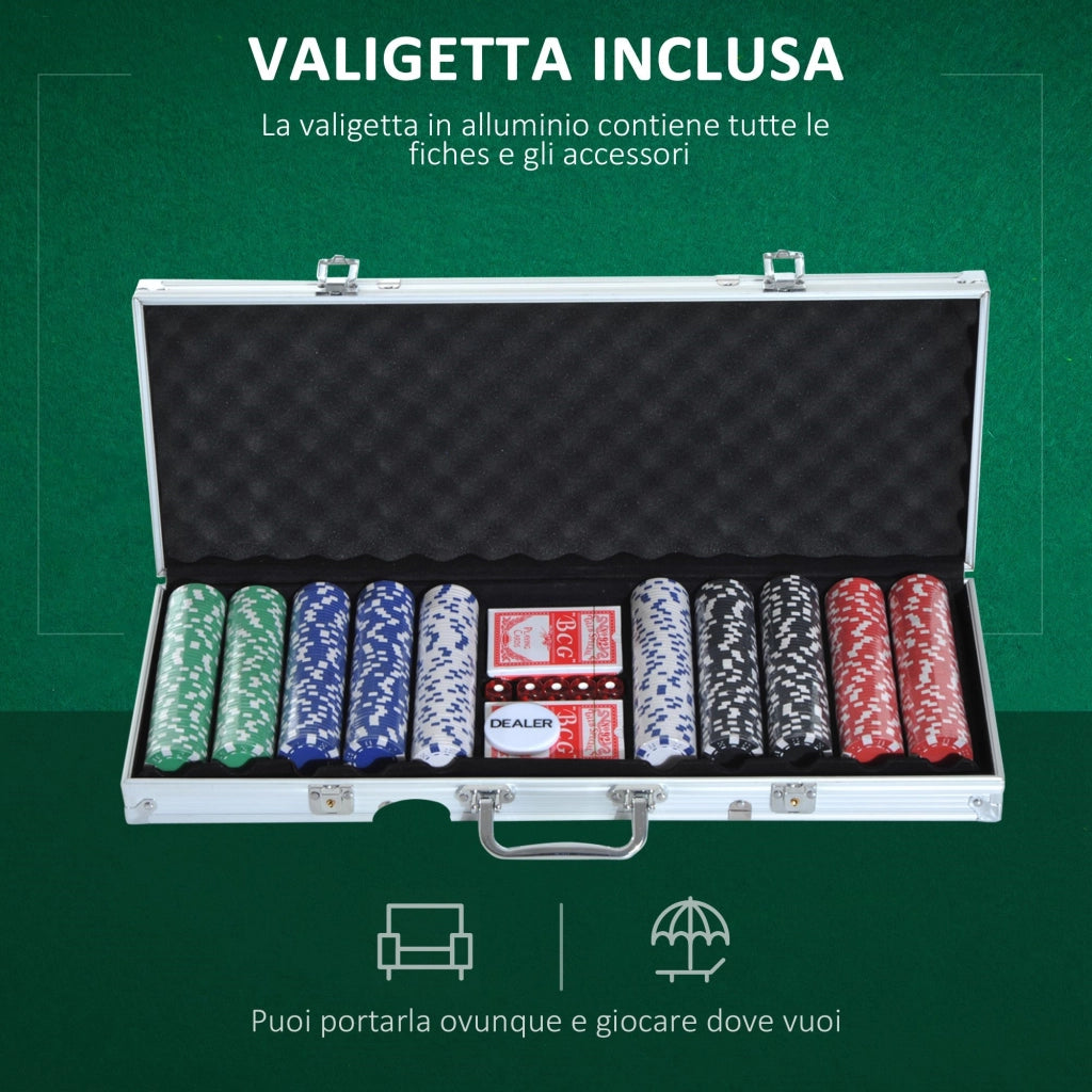 Easycomfort Valigetta Poker Professionale in Alluminio, Set Poker con 500 Fiches e 2 Mazzi per Texas hold'em e Blackjack