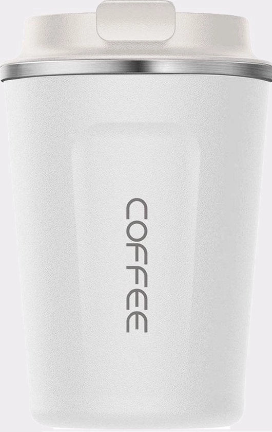 Tazza da Caffè Portatile in Acciaio Inossidabile - 380ml - Bianco