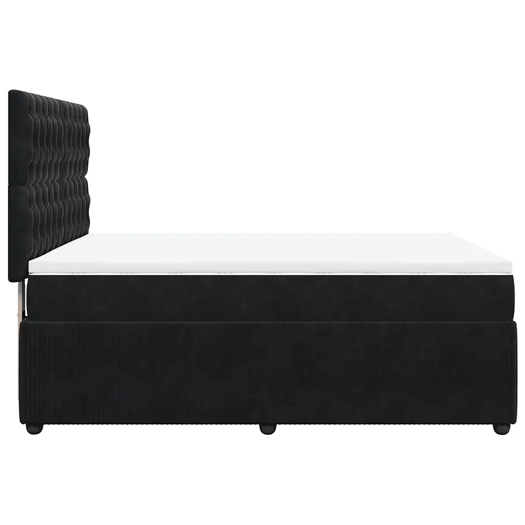 Giroletto a Molle con Materasso Nero 140x200 cm in Velluto