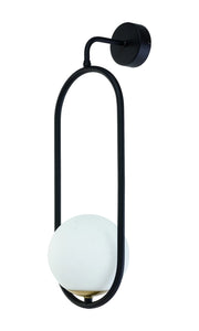Applique industriale nera ovale sfera vetro E14 Jupiter