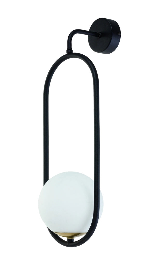Applique industriale nera ovale sfera vetro E14 Jupiter