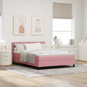 Letto a molle con materasso Rosa 140 x 190 cm Velluto 3339109