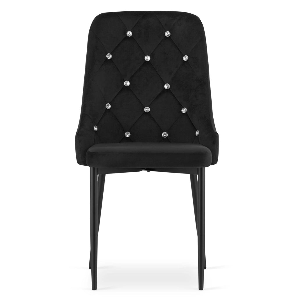 Sedia Amore in velluto nero con cristalli decorativi