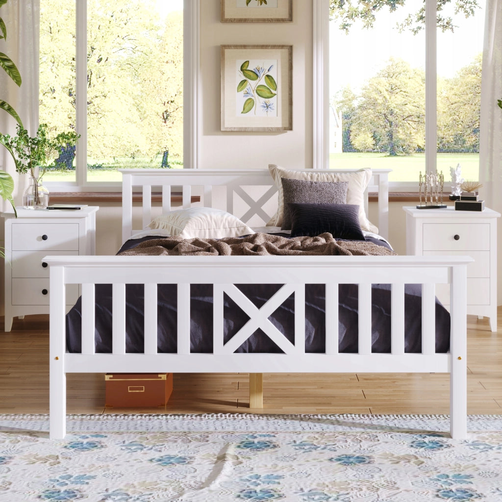 Letto singolo 140x200 - Xylo - Testiera in pino bianco senza materasso