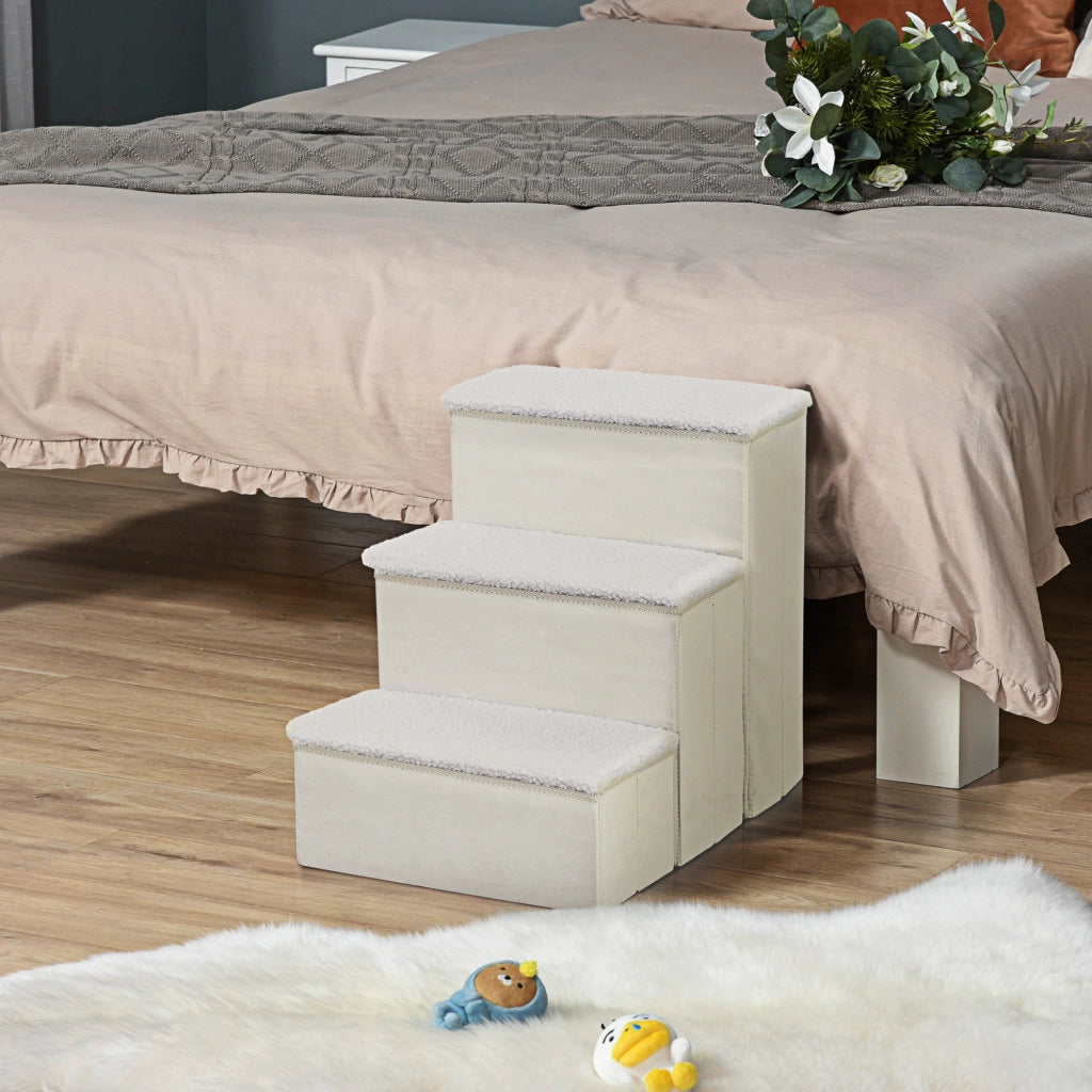Scala per Animali Domestici 3 Gradini ¨C Minimal ¨C Bianco 48 cm