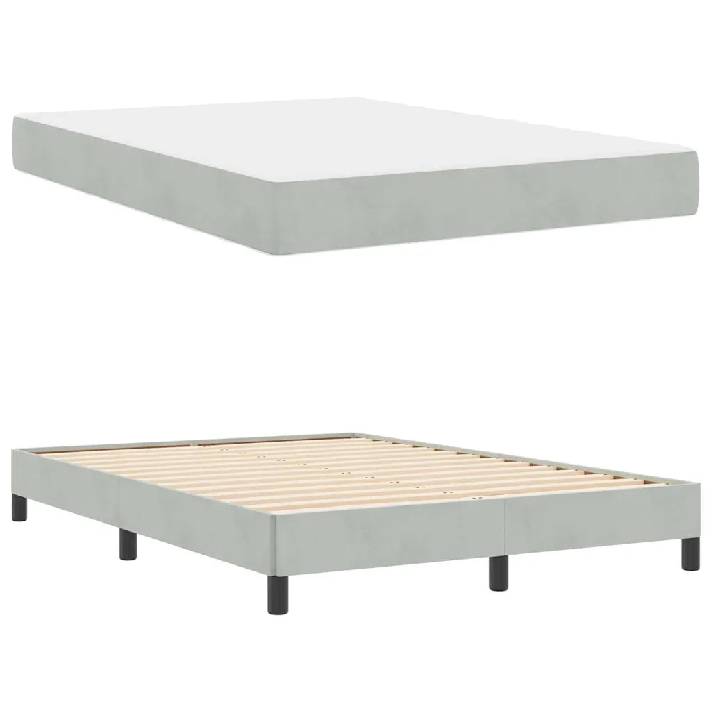 Letto a molle con materasso Grigio chiaro 140 x 190 cm Tessuto