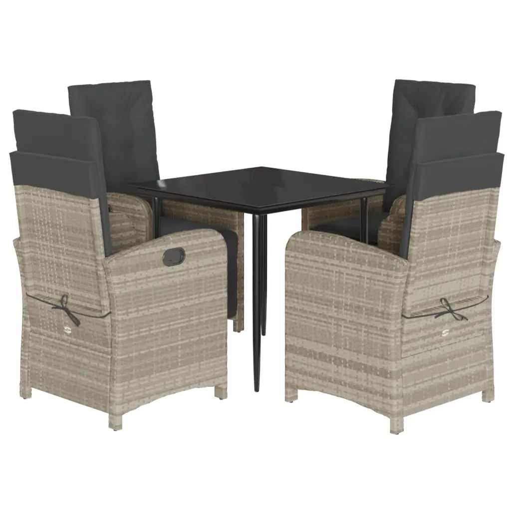Set Pranzo da Giardino 5pz con Cuscini Grigio Chiaro Polyrattan 3212412