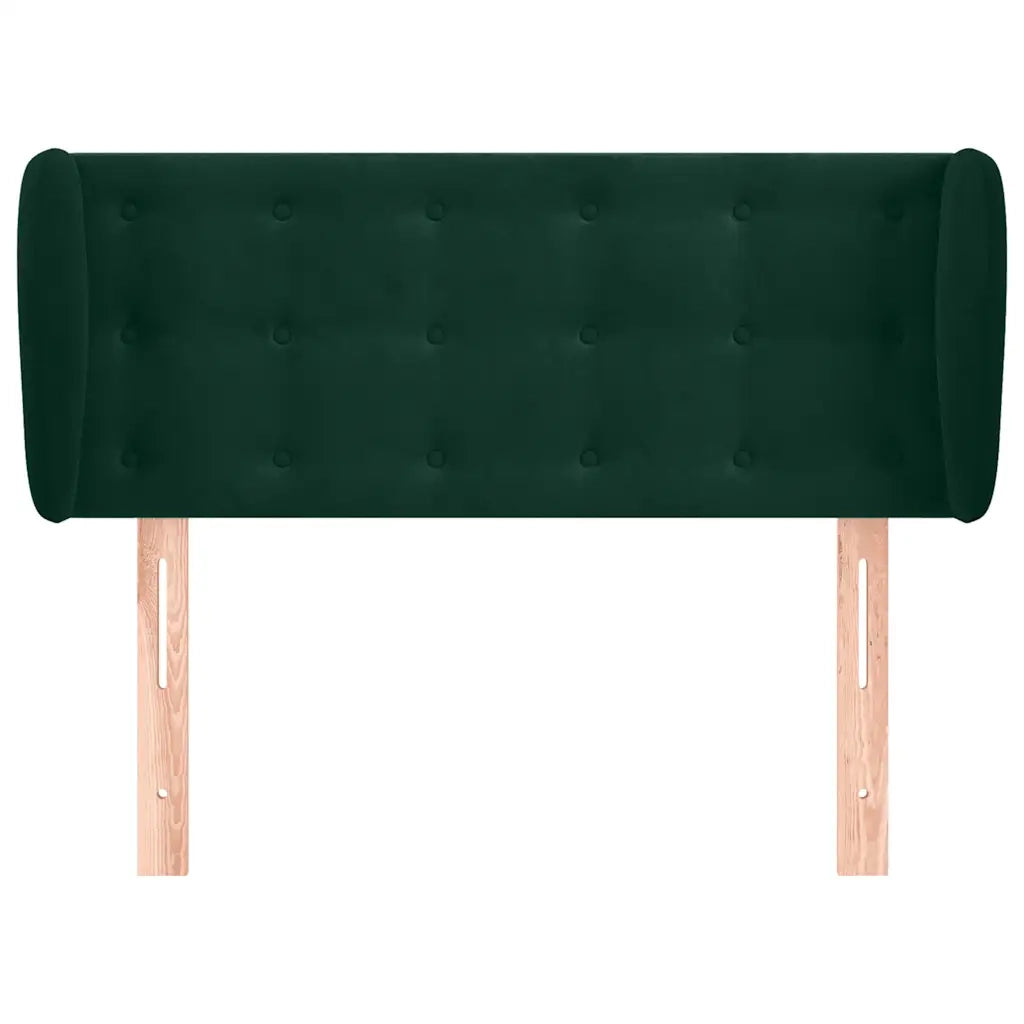 Testiera ad Orecchio-Testata con Orecchie Verde Scuro 103x23x78/88 cm in Velluto 374013
