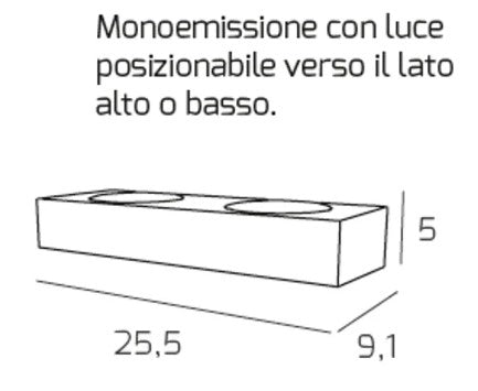 AREA APPLIQUE 2 LUCI MONOEMISSIONE GRIGIO 1127-A2-GR