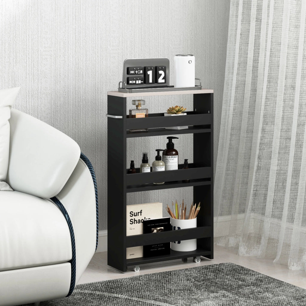 Carrello mobile con 3 ripiani ¨C Minimal ¨C 48x15x80 cm nero