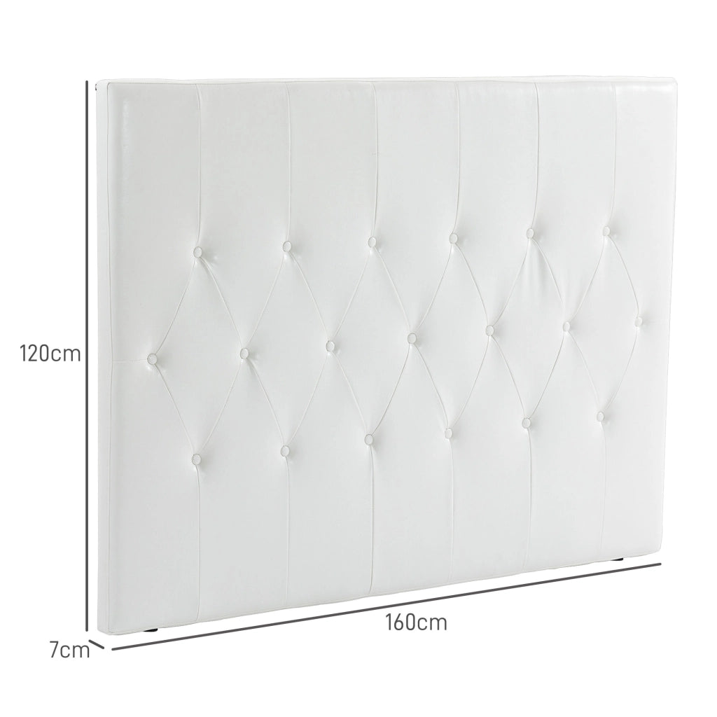 Testiera Letto Matrimoniale Imbottita con Bottoni ¨C Xylo ¨C Pelle PU Bianco 160x120 cm