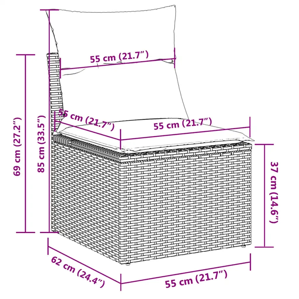 Set Divani da Giardino 11 pz con Cuscini in Polyrattan Grigio 3219491