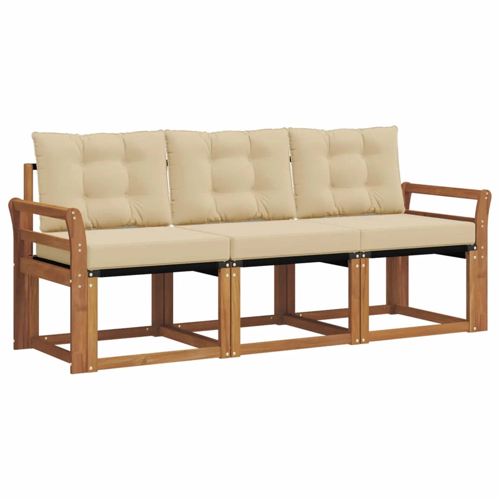 Set di divani da esterno con cuscino 3 pcs Naturale e Beige 3368356